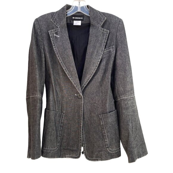 Ann Demeulemeester Women's  Size 36 / 4  Small S Black Cotton Blazer Jacket Suit - Picture 1 of 14